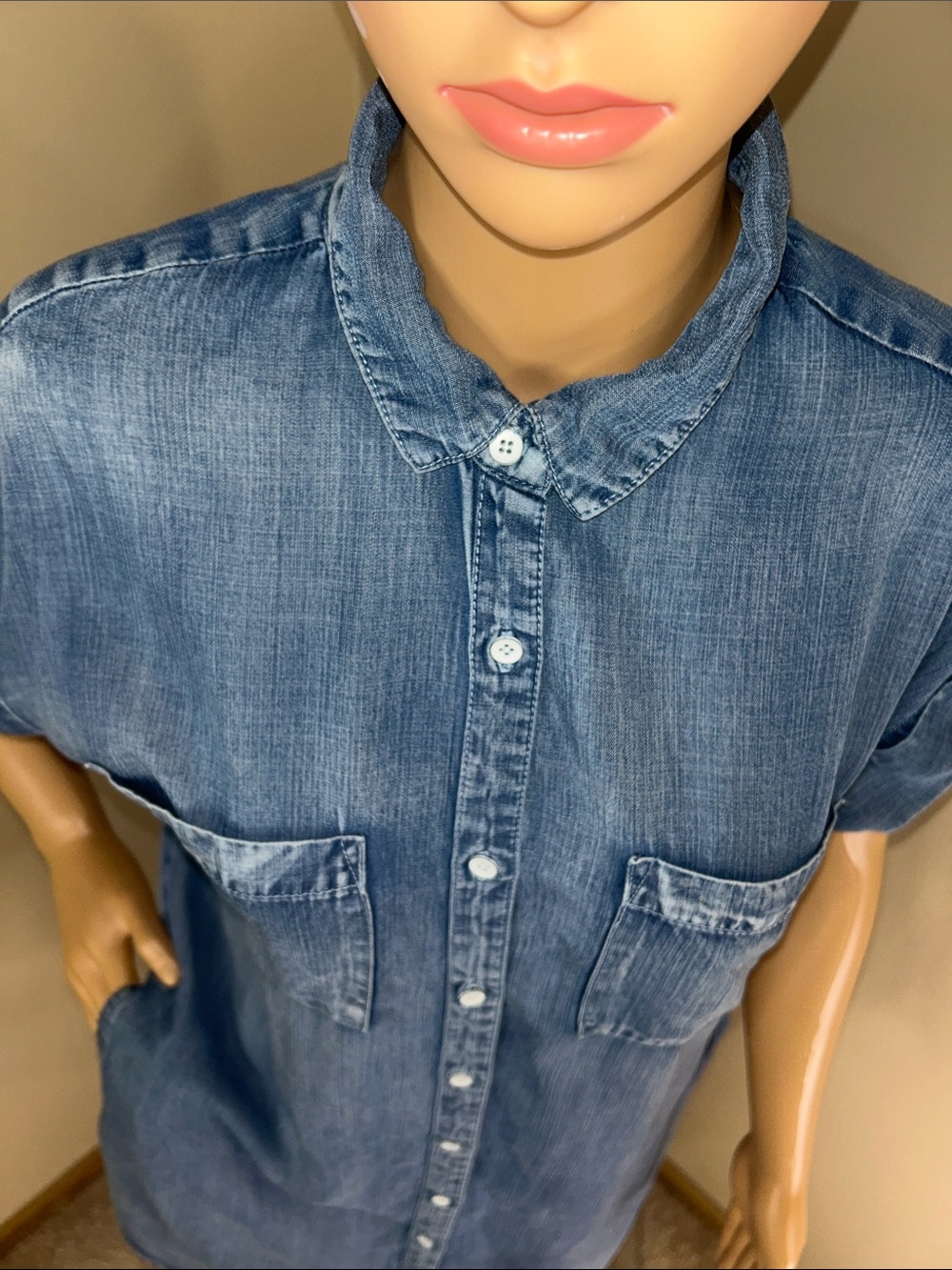 Velvet Heart Blue Denim Button-Front Midi Shirt Dress - Picture 3 of 12